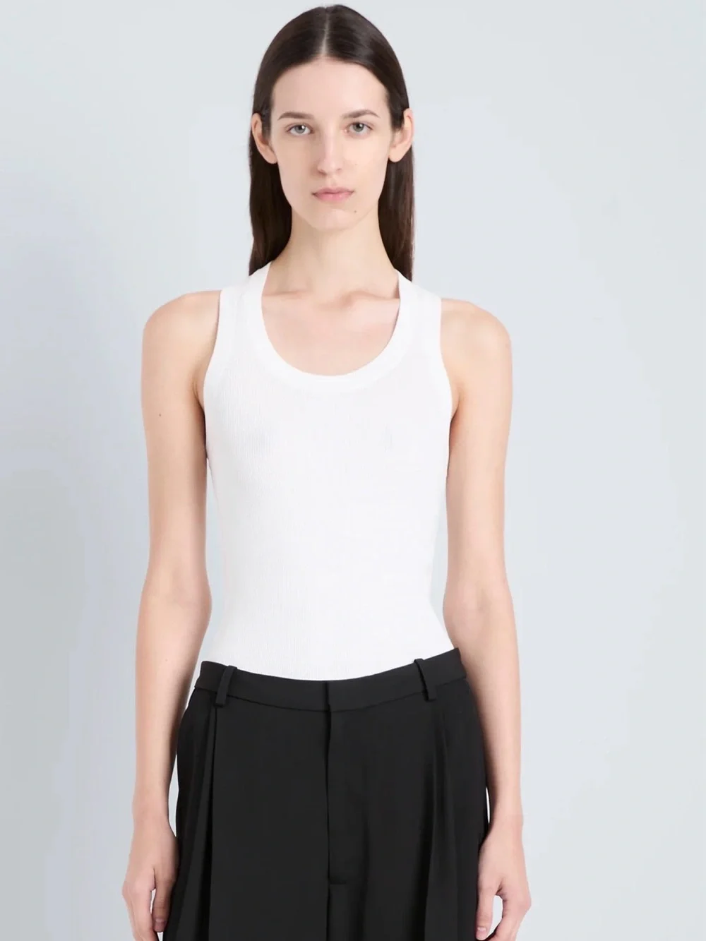 The Roberts Knit Tank in Matte Viscose Rib is rib-knitted to a slim silhouette - Picture 2 of 5
